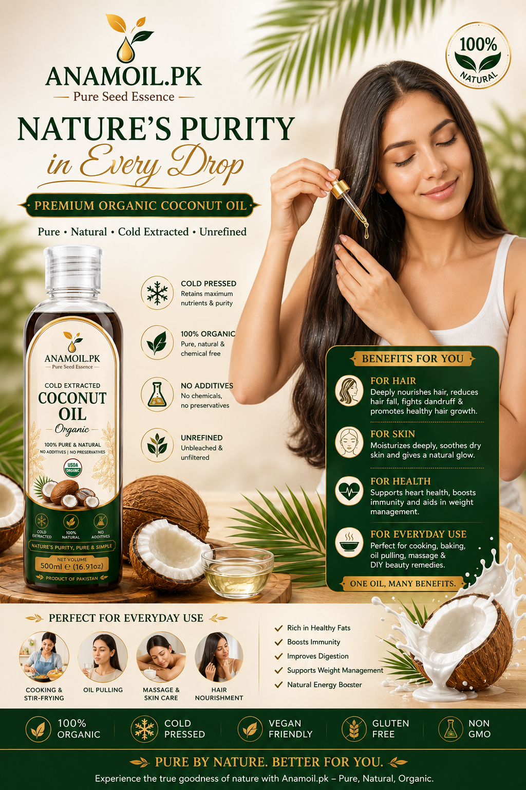 Premium Organic Virgin Coconut Oil – Cold Extracted, Unrefined & 100% Natural