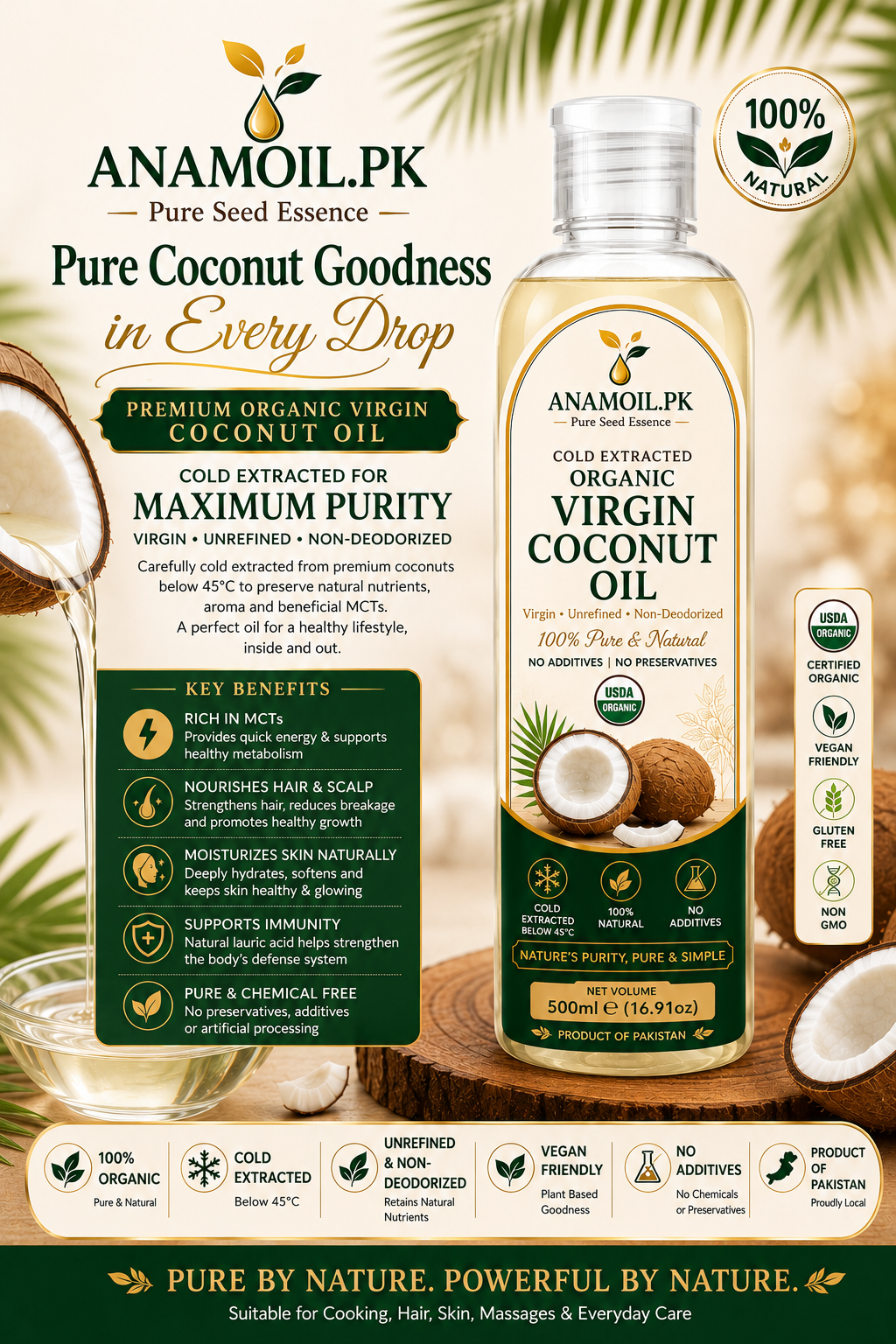 Premium Organic Virgin Coconut Oil – Cold Extracted, Unrefined & 100% Natural